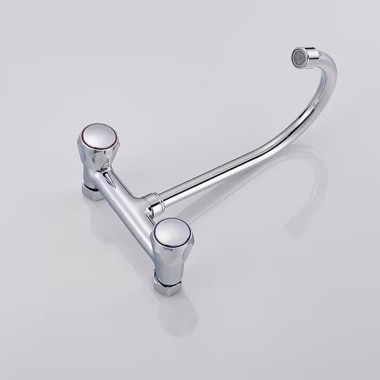 ホットコールドウォータータップクロームソリッドブラス壁掛けキッチンシンクタップ